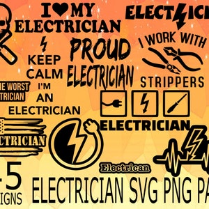 Electrician SVG PNG Design bundle cricuit design pack cricuit stencils electricity, electrician vector svg png, electric fixer, thunder fix