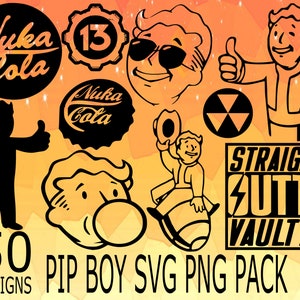 Pip Boy Decals SVG PNG Design bundle cricuit design pack cricuit nuke town cola svg png, pip boy svg png, fall out svg designs, nukacola svg