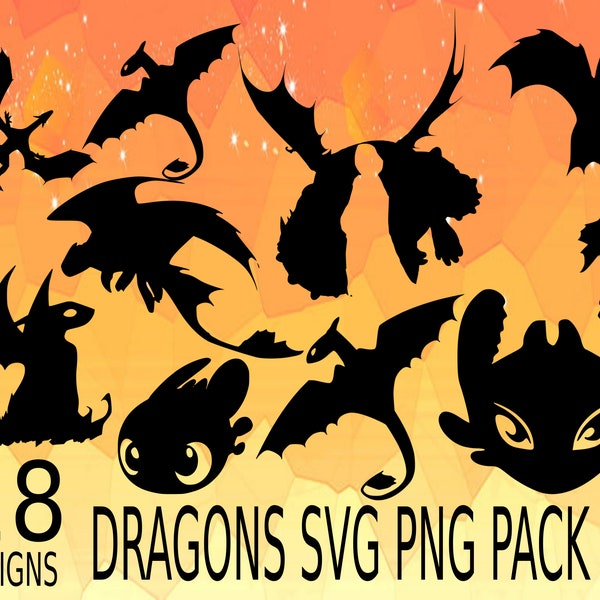 Dragons SVG PNG Design bundle cricuit design pack dragon, svg png, train dragon cricuit, night fury svg png, dragon black cartoon drag love