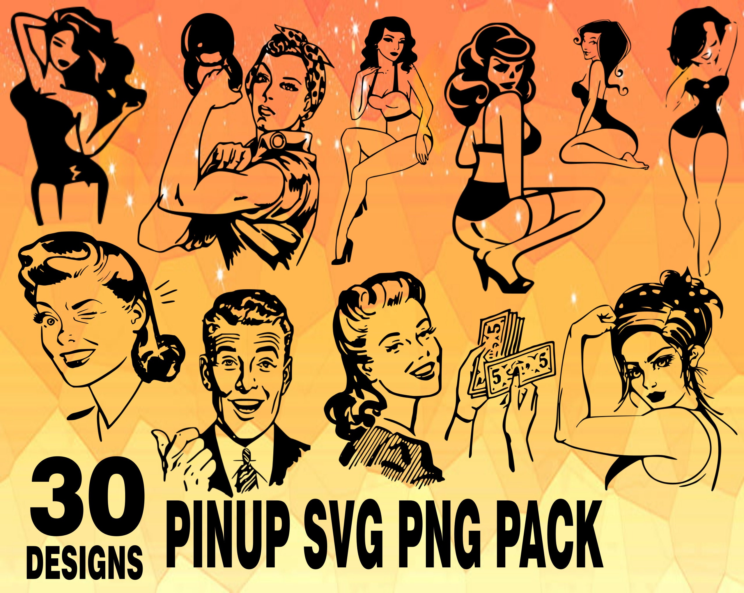 Pin Up Girls, Pinup Vintage Cliparts Graphic by Painting Pixel Studio ·  Creative Fabrica