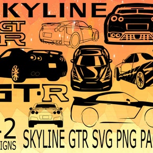Paquete de diseño SVG PNG de Skyline GTR jdm, paquete de diseño de Cricuit, plantillas de Cricuit svg png, legendario coche tuning japonés, tributo, pegatinas de Skyline
