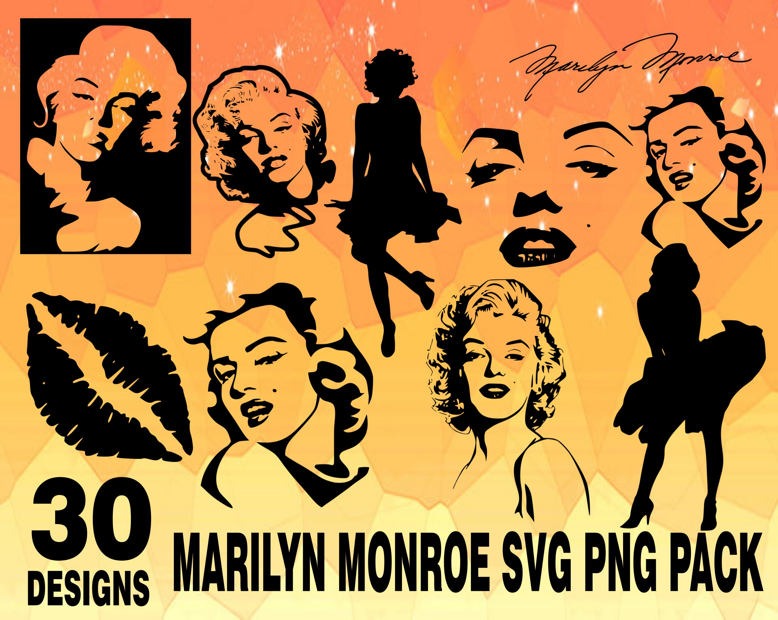 Marilyn Monroe SVG PNG Design Bundle Stickers Design Pack Cricuit ...