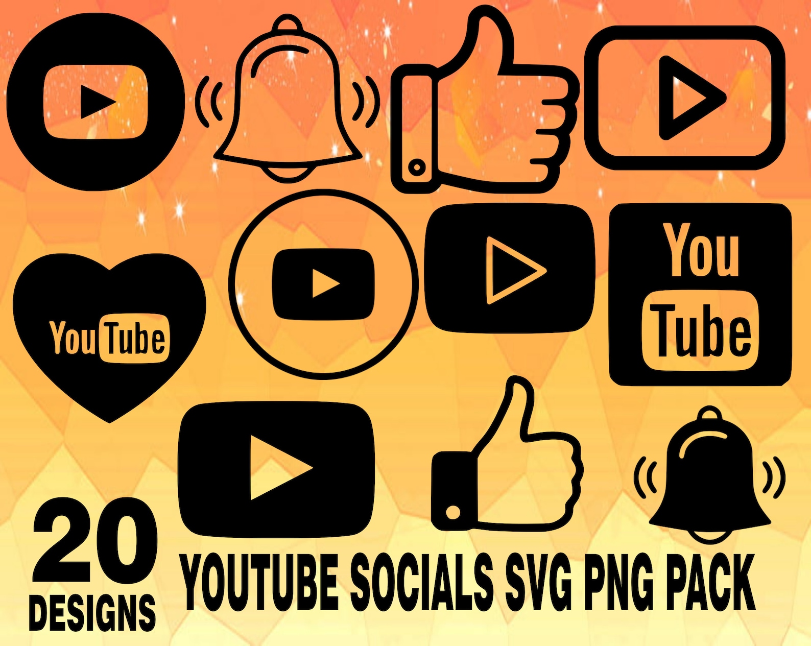 Icons for Youtube Stickers SVG PNG Design Bundle Cricuit Etsy Canada