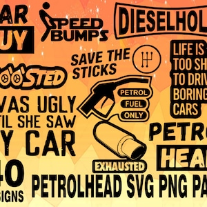 Benzine hoofd SVG PNG Vector Pack, svg png bundel auto grappige sticker svg, liefde snelle auto's, autofan, autoliefhebber svg, bumpersticker ontwerpen svg