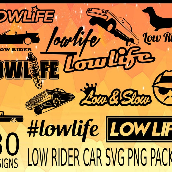 LowRider lowlife car Vector Pack SVG, PNG Vector pack vehicle low rider, best car sticker lowlife lowrider, low car, low sticker bumper stic
