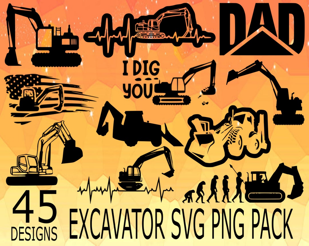 Excavators SVG PNG Design Bundle Cricuit Design Pack Cricuit Stencils