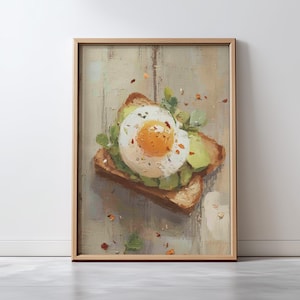 Avocado Toast Print: Modern Kitchen Food Art (Digital Download 24x36in, 5 Ratios JPEG Files )