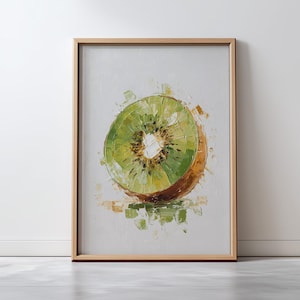 Kiwi| Digital Print | Summer Fruit | Bright Digital Art | Oil Painting Style | Juicy Green Kiwi |Home Decor Kiwi| Natural Fruit Illustration