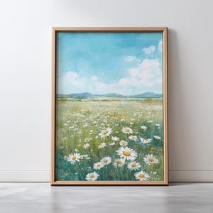 Gänseblümchenfeld Digitaldruck: Sommerwiese Landschaft Kunst (Digitaler Download)