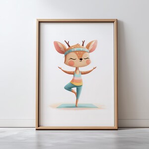 Meditating Deer Print: Yoga Nursery Wall Art (Digital Download)