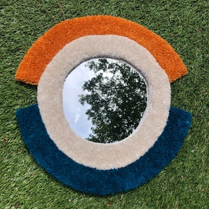 tufted rug eye mirror, wall hanging image 3