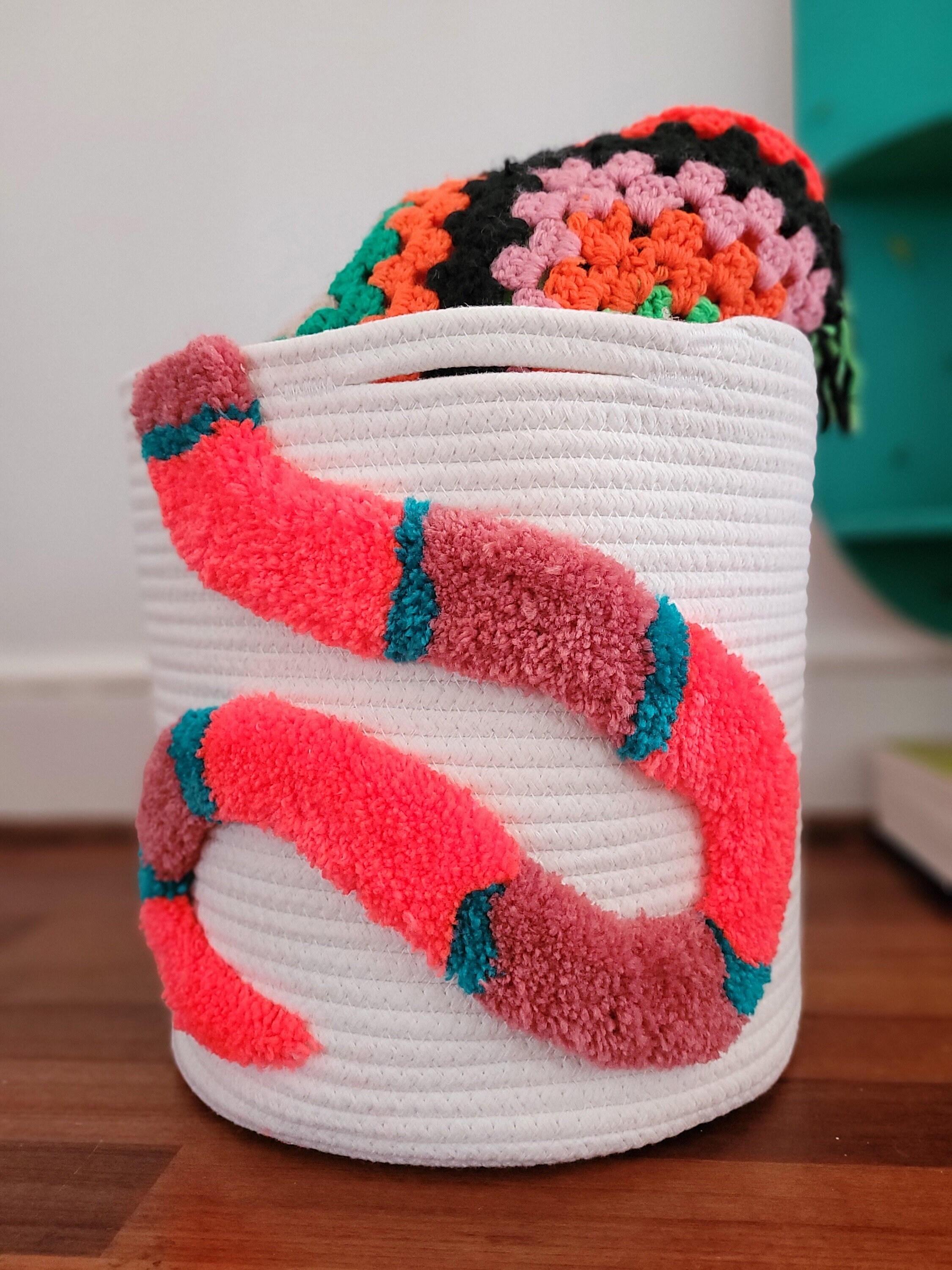 Snake Basket Boho Tufted Basket Planter Baby Room Nursery Etsy