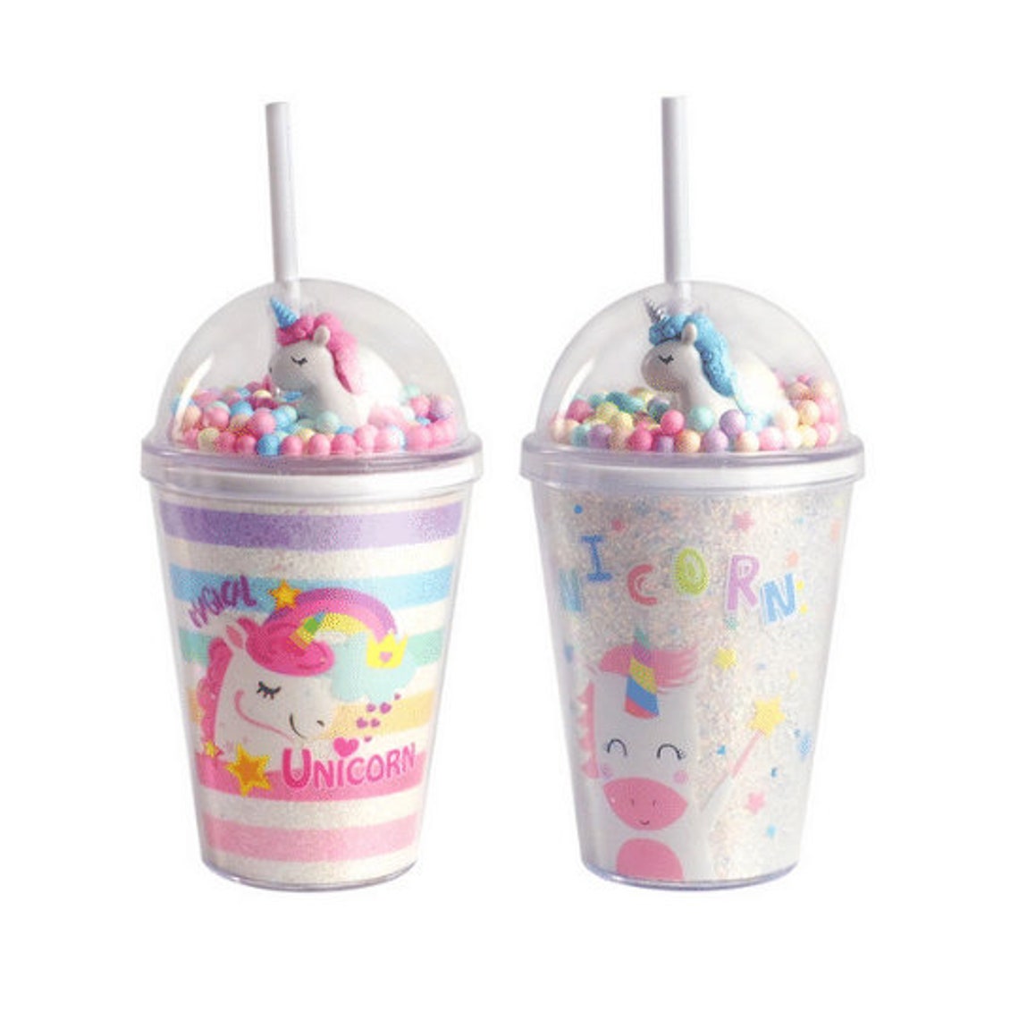 Kawaii Unicorn Tumbler With Straw for Cold Drinks Etsy