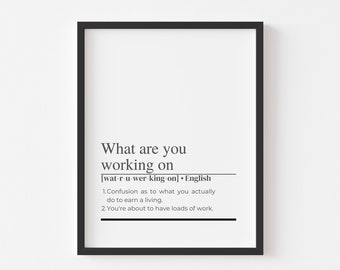 Digital Download, Office Wall Art, Home Office Wall Decor, Funny Office Quotes, Dictionary format, Printable wall art, Wall Decal