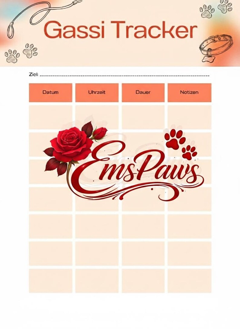 Ems Paws Dog Walk Tracker / Printable PDF - Etsy