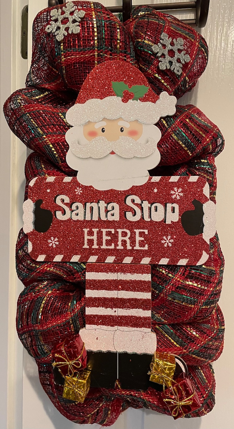 Santa Tear Drop Wreath, Santa Front Door Wreath, Indoor Christmas ...