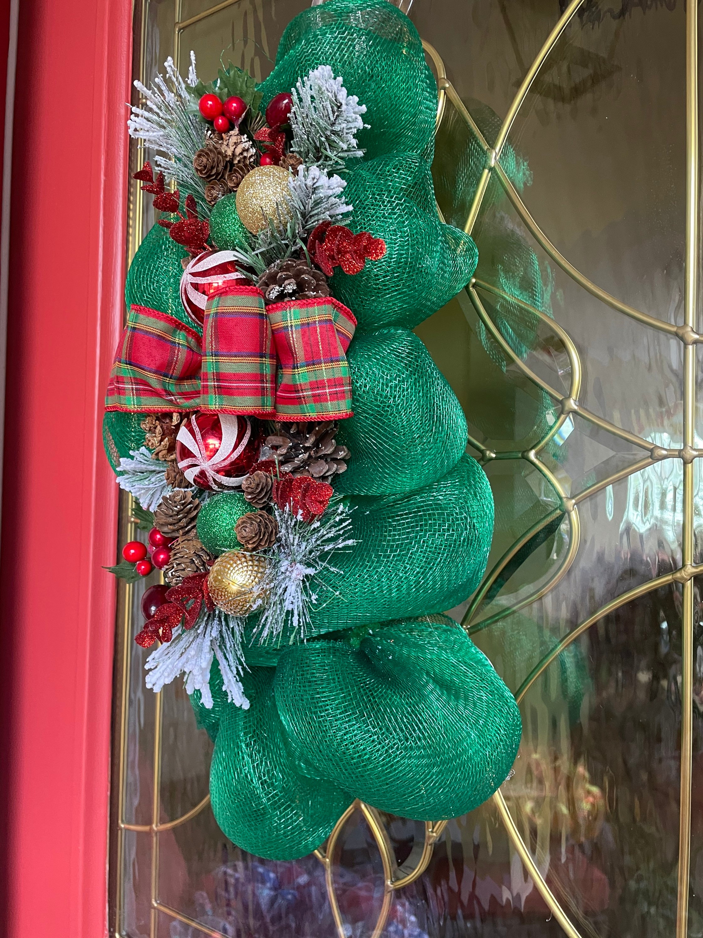 Christmas Teardrop Wreath, Holiday Deco Mesh Teardrop Wreath, Front Door Xmas Wreath Etsy