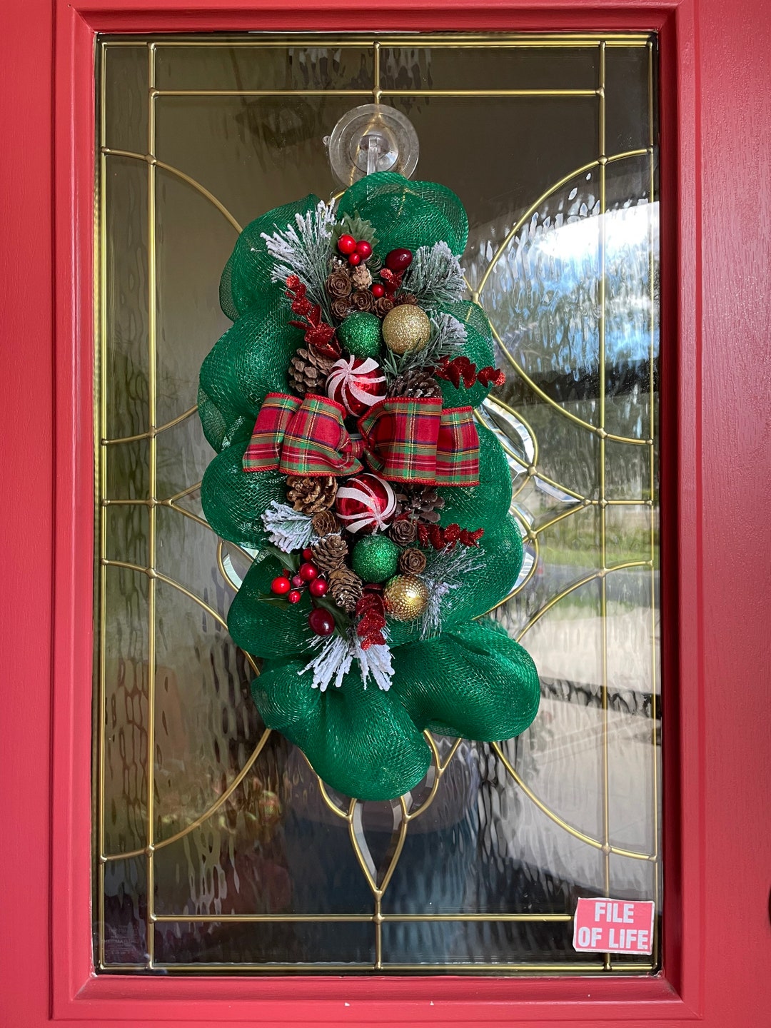 Christmas Teardrop Wreath, Holiday Deco Mesh Teardrop Wreath, Front Door Xmas Wreath Etsy