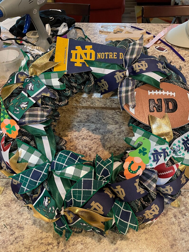 Notre Dame Team Wreath Fathers Day Wreath College Graduation Etsy