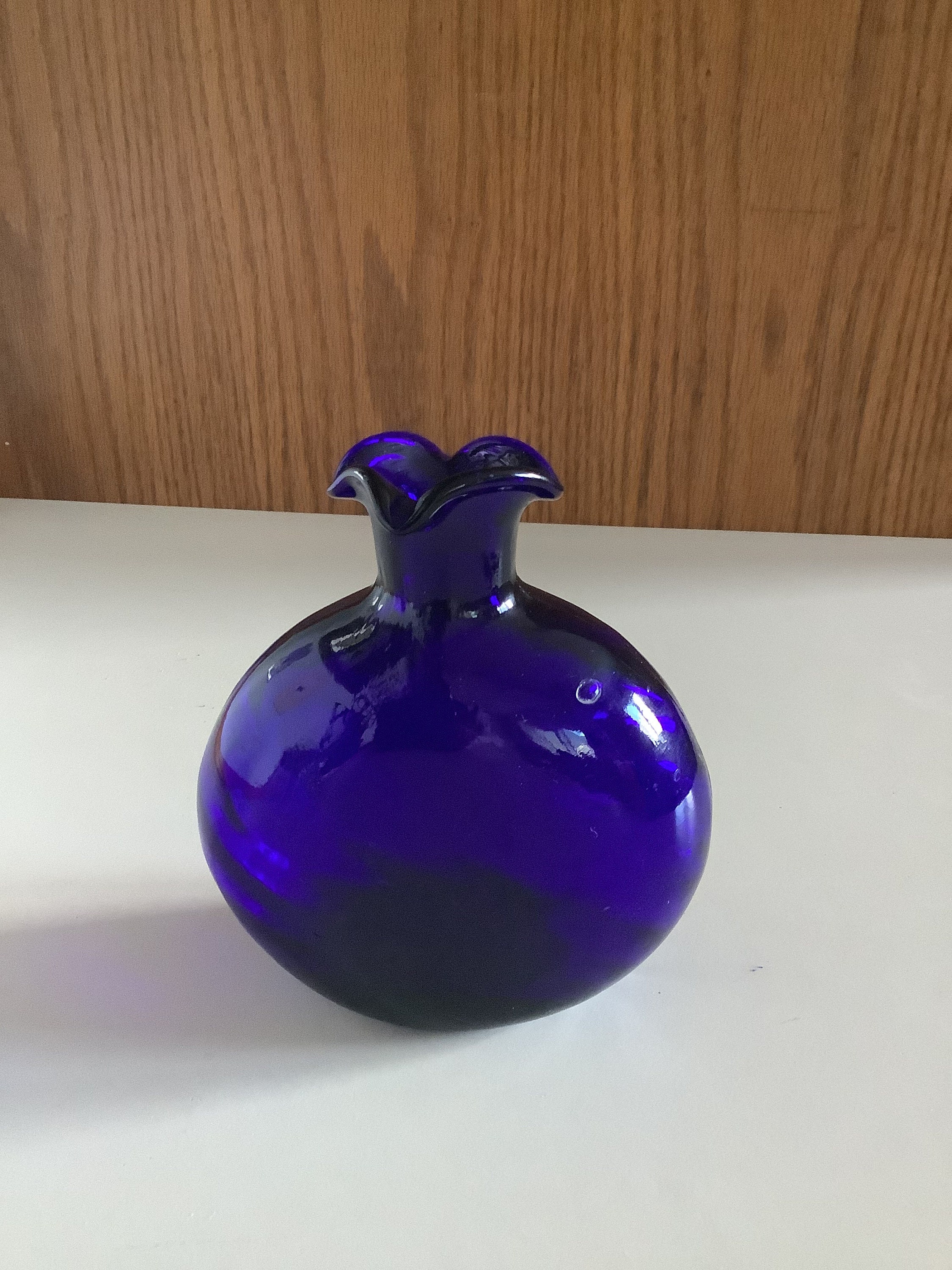 Vintage Cobalt Blue 5 1/2 vase with Fluted neck Etsy