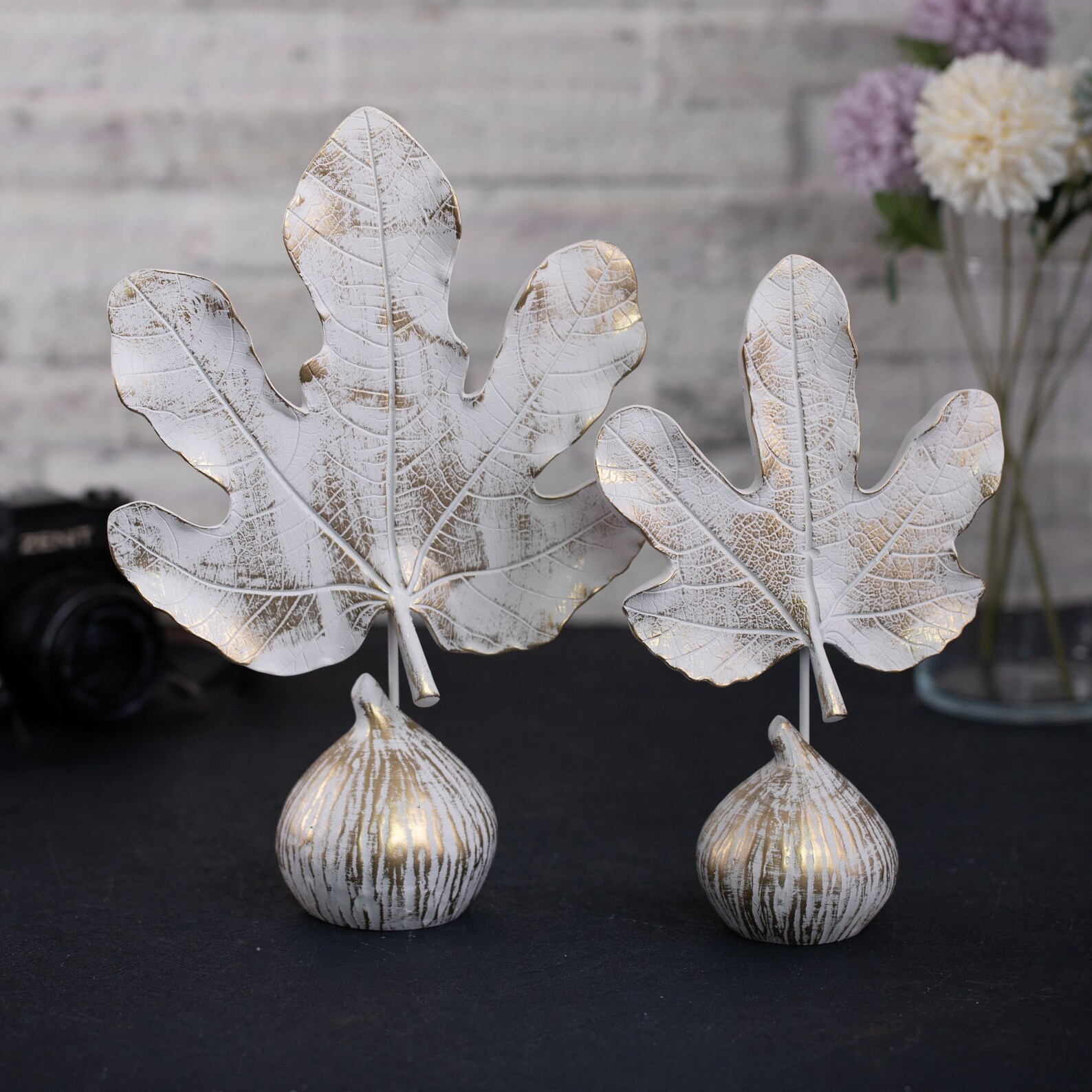 Decorative Accessory Two Fig Leaves Statue Figurine White and Etsy