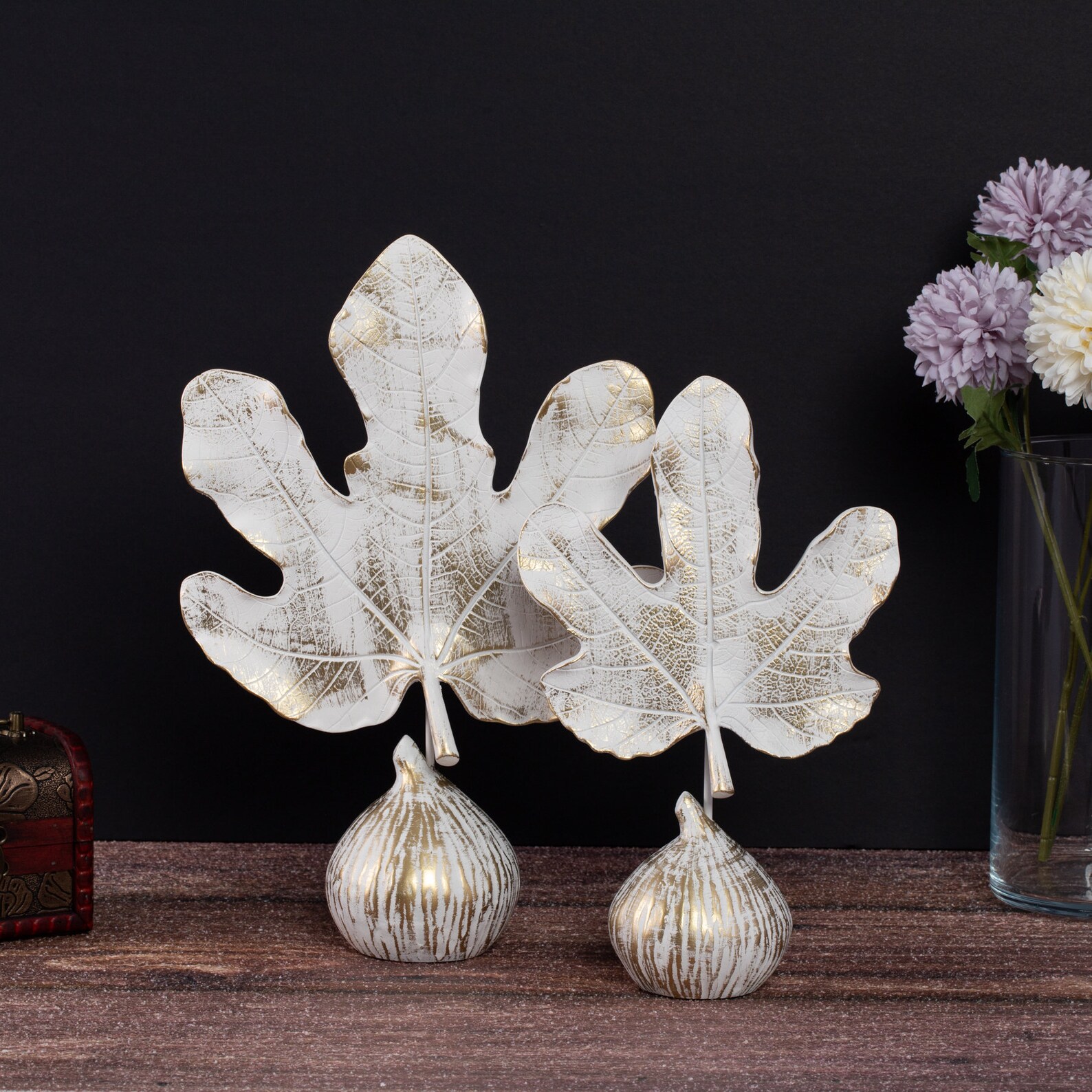 Decorative Accessory Two Fig Leaves Statue Figurine White and Etsy