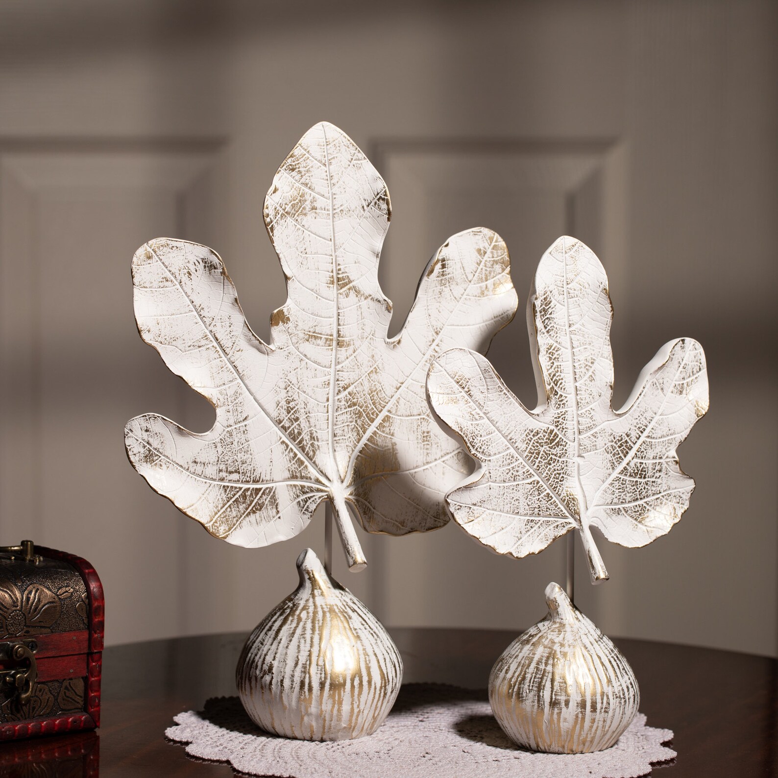 Decorative Accessory Two Fig Leaves Statue Figurine White and Etsy