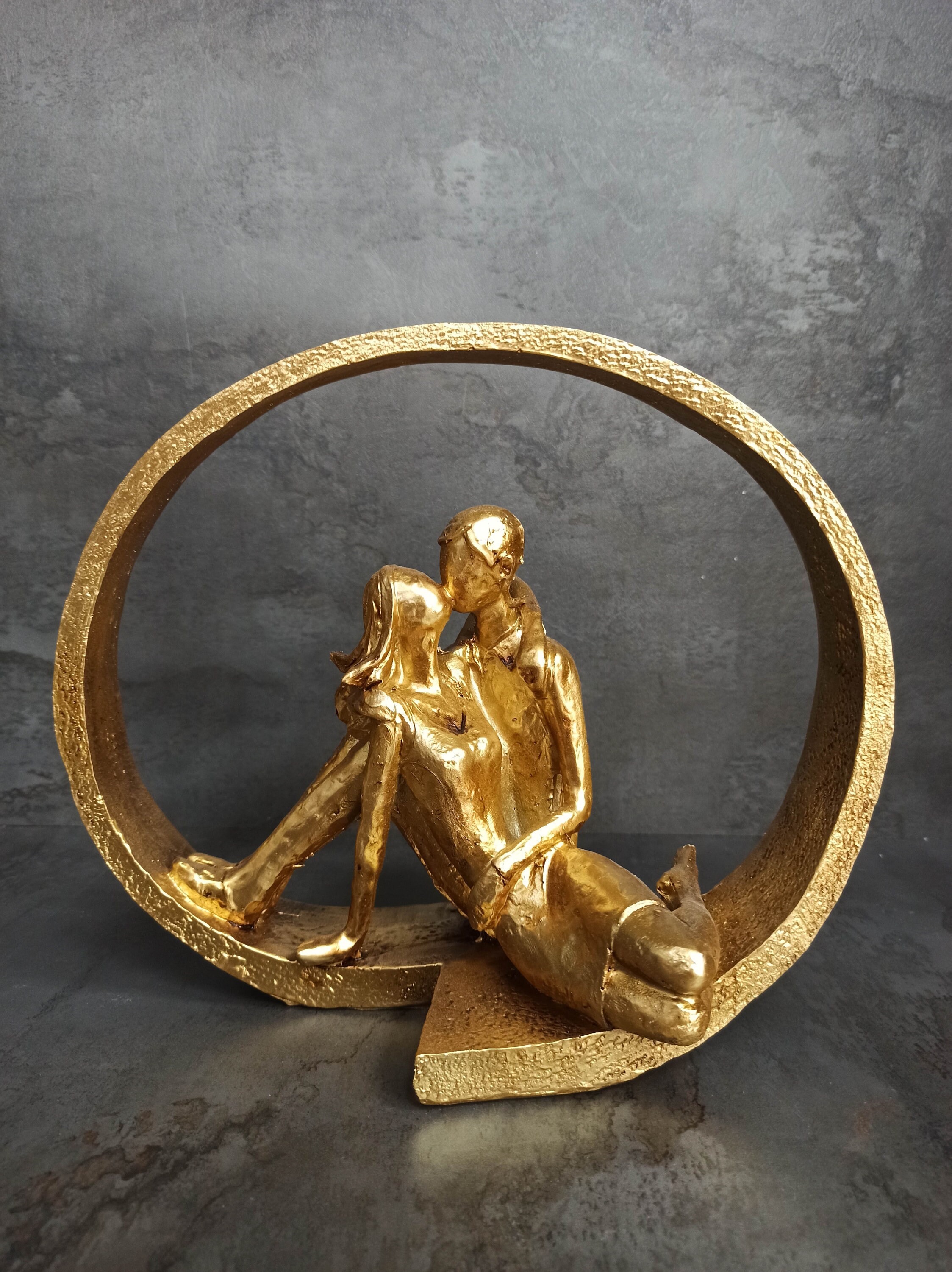 Valentines Kissing Statue Decoration Gold Color Etsy