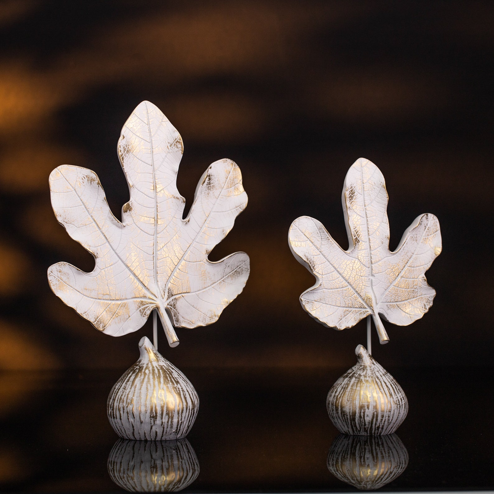 Decorative Accessory Two Fig Leaves Statue Figurine White and Etsy