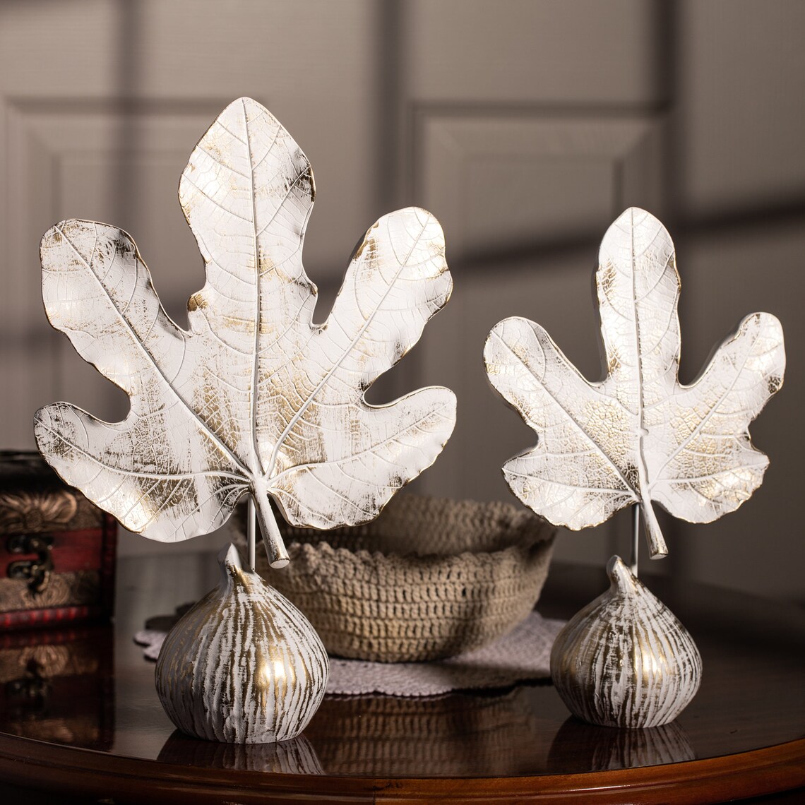 Decorative Accessory Two Fig Leaves Statue Figurine White and Etsy