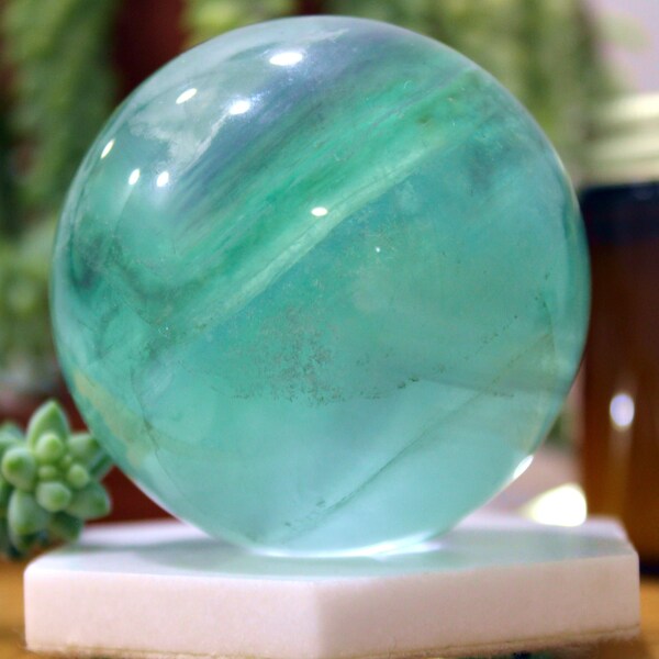 Giant Bright Green Fluorite Crystal Sphere