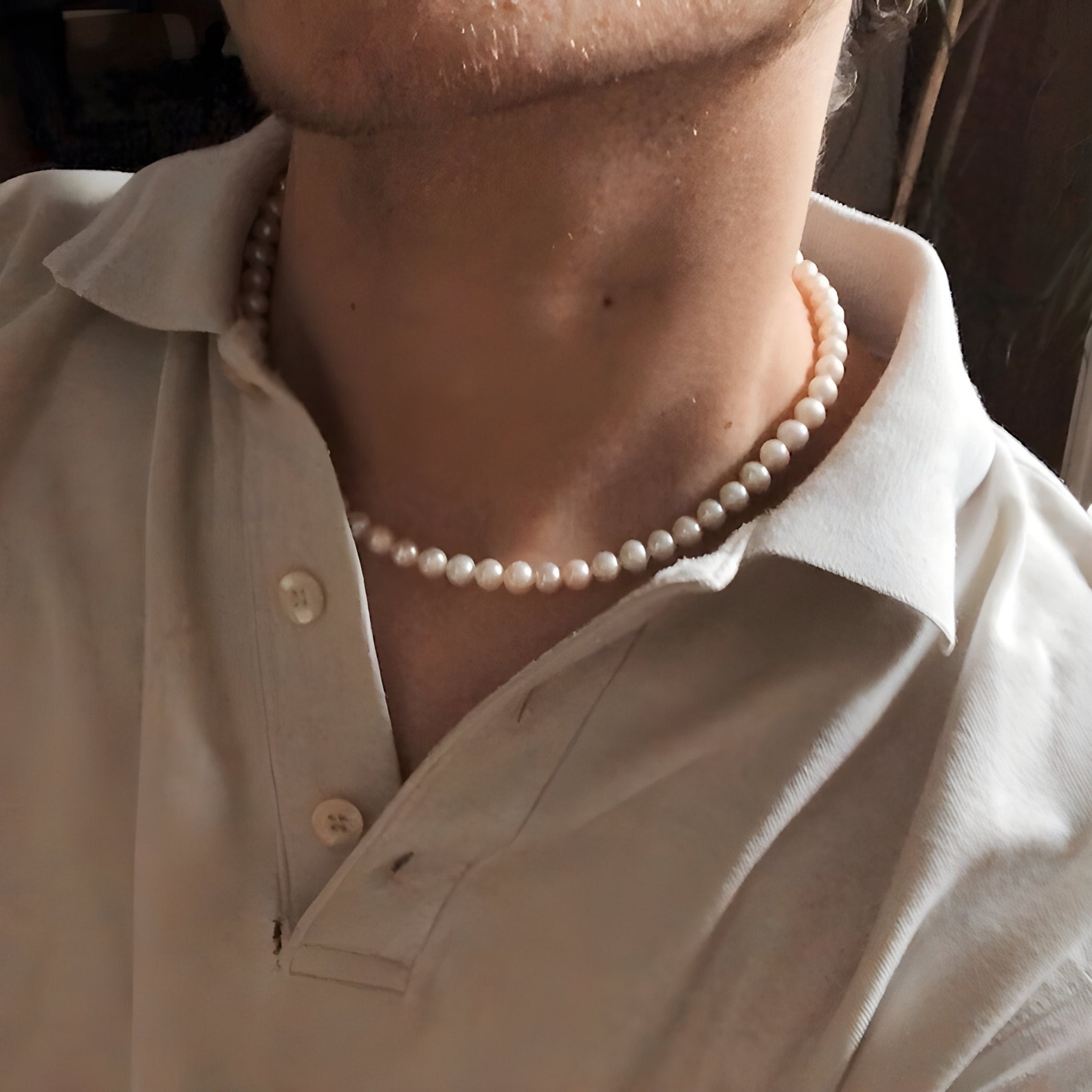 Pearl choker necklace men Clearance