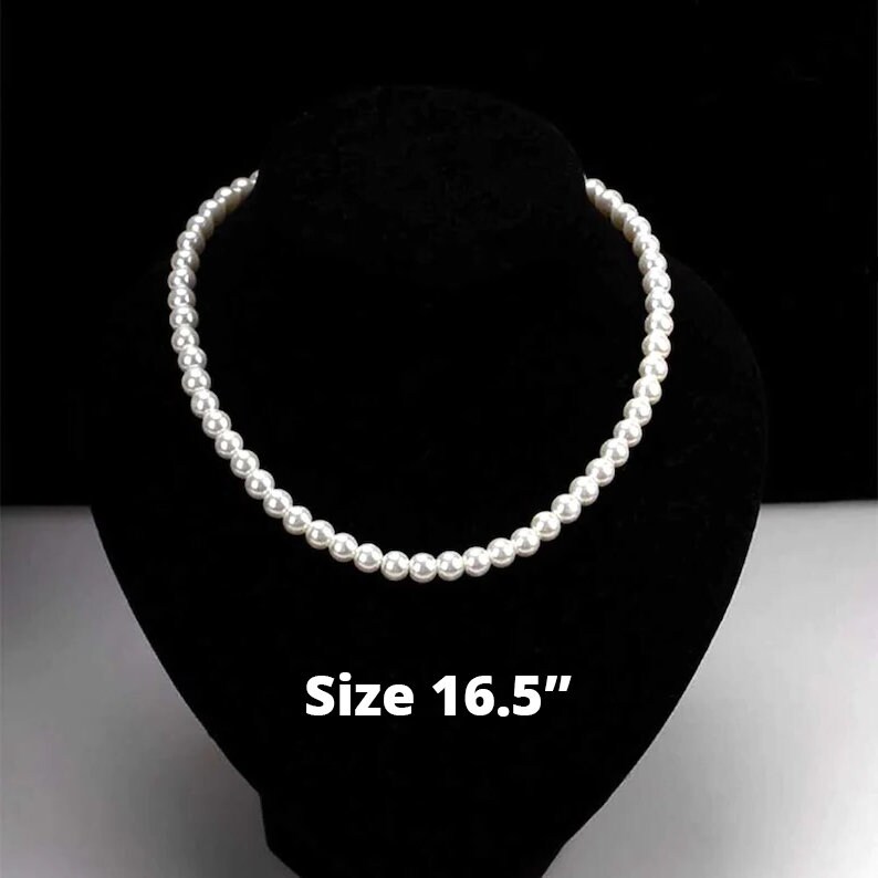 Unisex Choker Pearl Necklace Mens Pearl Necklace Men Pearl Etsy