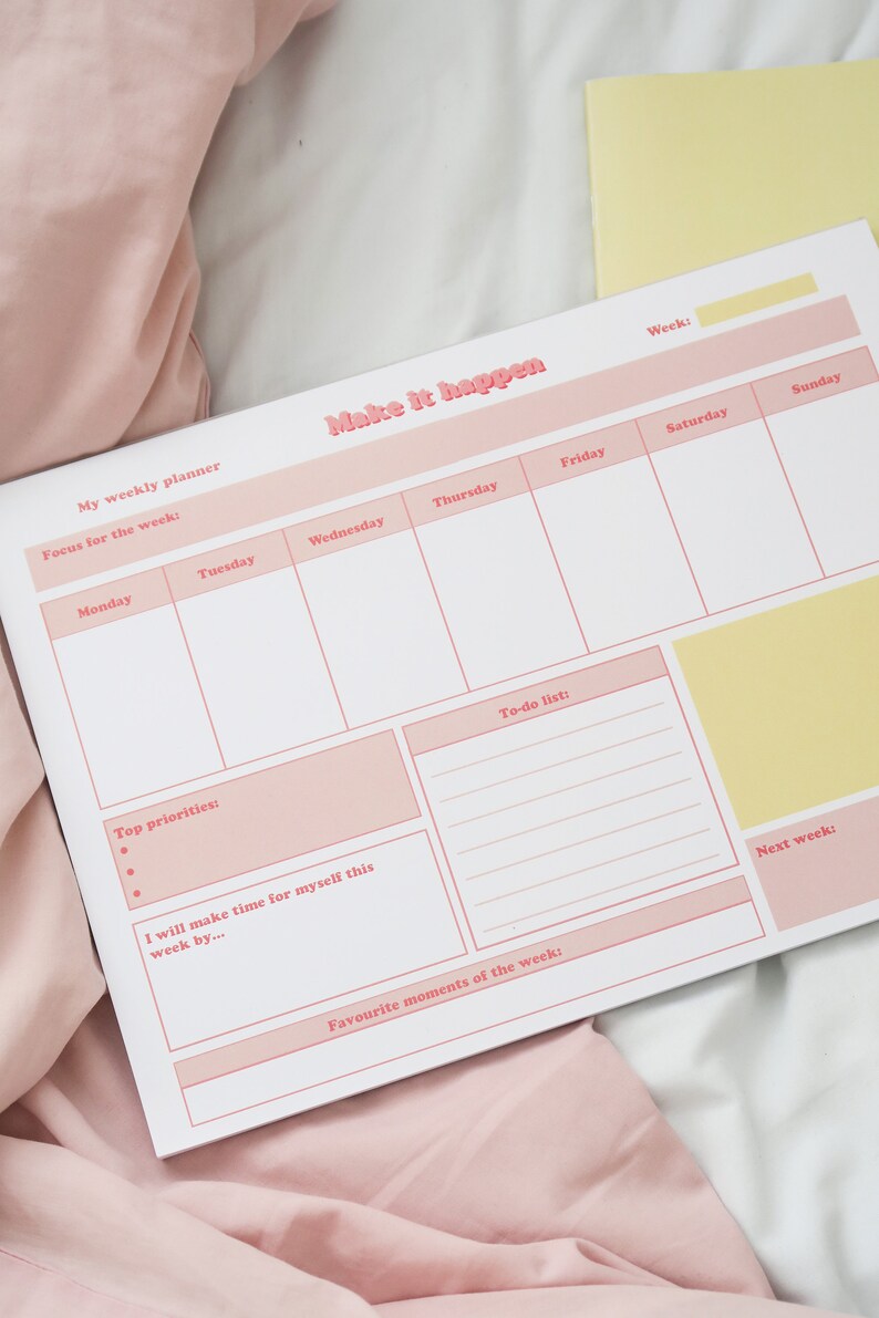 A4 Weekly Planner Pad Desk Pad Planner Etsy UK