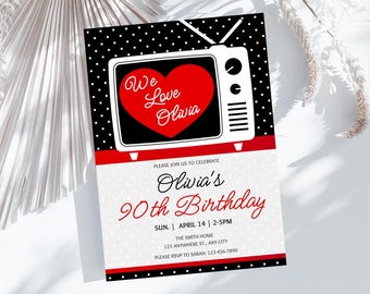 I Love Lucy Birthday Party Invitation, Personalized Lucy Invite (Digital Download) PP381