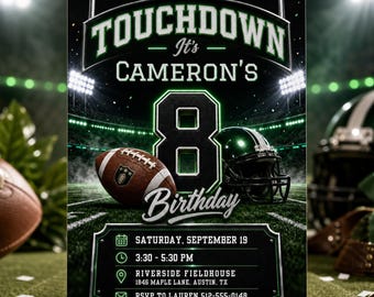 Football 5-12th Birthday Invitation, American Football Touchdown Party Invitation (Digital Download) PP740