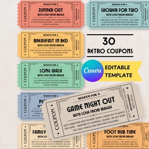 Printable Coupon Book, Coupon Template Editable, Love Coupons, Birthday Coupon, Husband Coupon Book, Custom Coupon Book, Couple Coupon Book