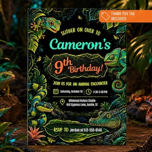 Animal Encounter Birthday Invitation, Reptile Lizard Snake Party Invite (Digital Download) PP777