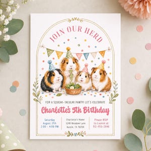 Guinea Pig Birthday Invitation, Cute Cavy Pet Party Invite (Digital Download) PP722