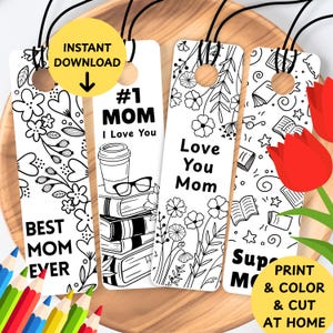 Muttertag Lesezeichen Karten, glückliche Mutter Tag Blumen Malseite, Liebe dich Mama Schule Handwerk Aktivität, Erwachsene Malbuch Mark