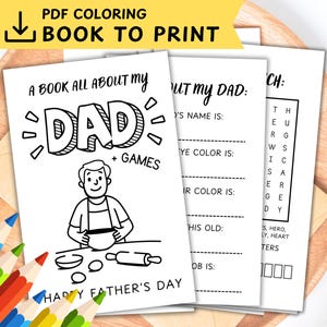 Alles über Papa druckbare Vatertag Malbuch Kochen Koch, Vatertag Geschenkkarte zum Ausmalen zum Drucken, Kinderaktivität, Papa-Andenken