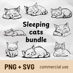 Pacote de gatos dormindo, cansados ou cochilando 12 arquivos SVG e PNG, Funny Cat Lover Svg, Cricut Cat Svg, Cute Cat Pun Png, Desenhos de gatos pacíficos