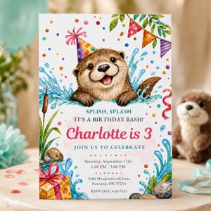 Splish, Splash, Otter Birthday Bash Invitation (Digital Download) PP739