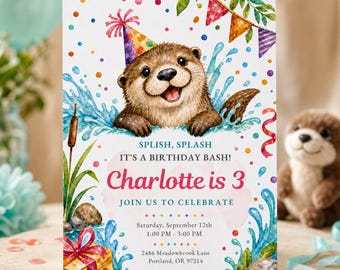Splish, Splash, Otter Birthday Bash Invitation (Digital Download) PP739
