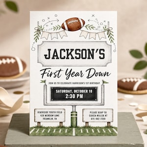 First Down Birthday Invitation, Football Rookie 1st Birthday Boy Personalized Invite (Digital Download) PP606