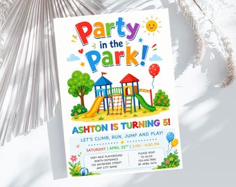 Playground Birthday Invitation, Party in the Park Personalized Birthday Invite (Digital Download) PP554