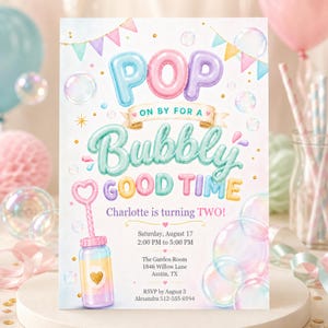 Bubbly Good Time Invitation, Pastel Bubble Party Editable Invite (Digital Download) PP713