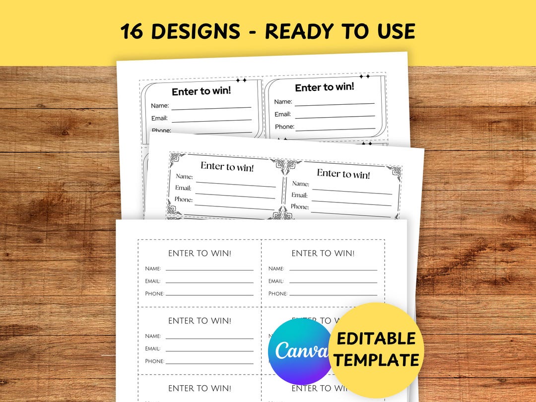 Raffle Ticket PDF Template, Bundle of 16 Designs to Choose From ...