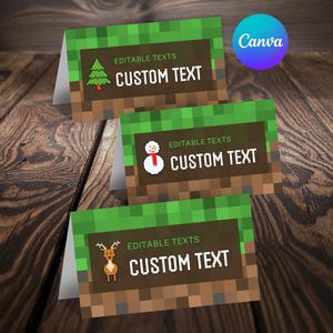MineCrafter Christmas Food Labels Party Bundle, Place Cards, Buffet Signs