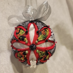 Holly and gray Christmas ornament (CMAS42)
